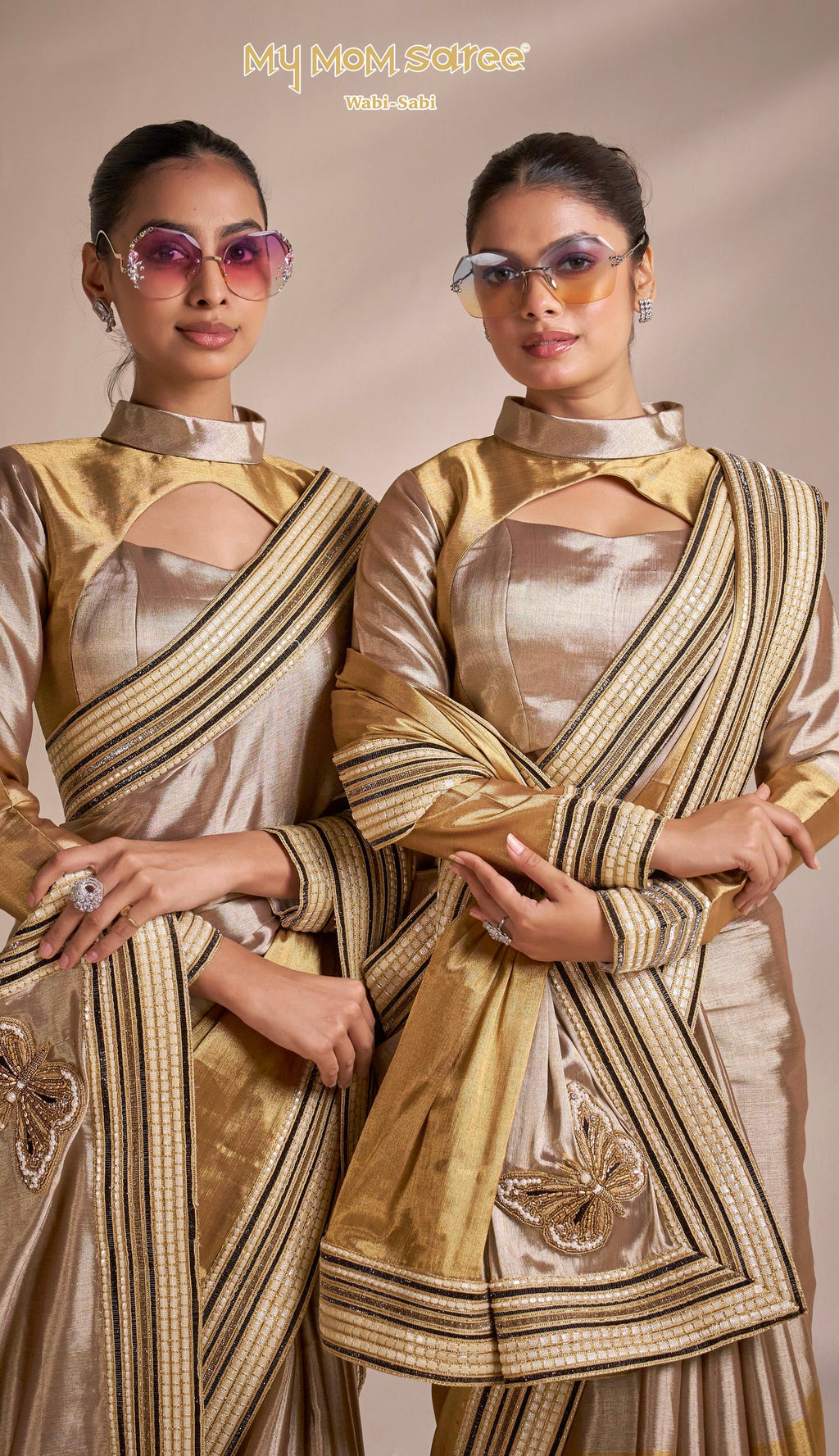 Golden Butterfly Saree