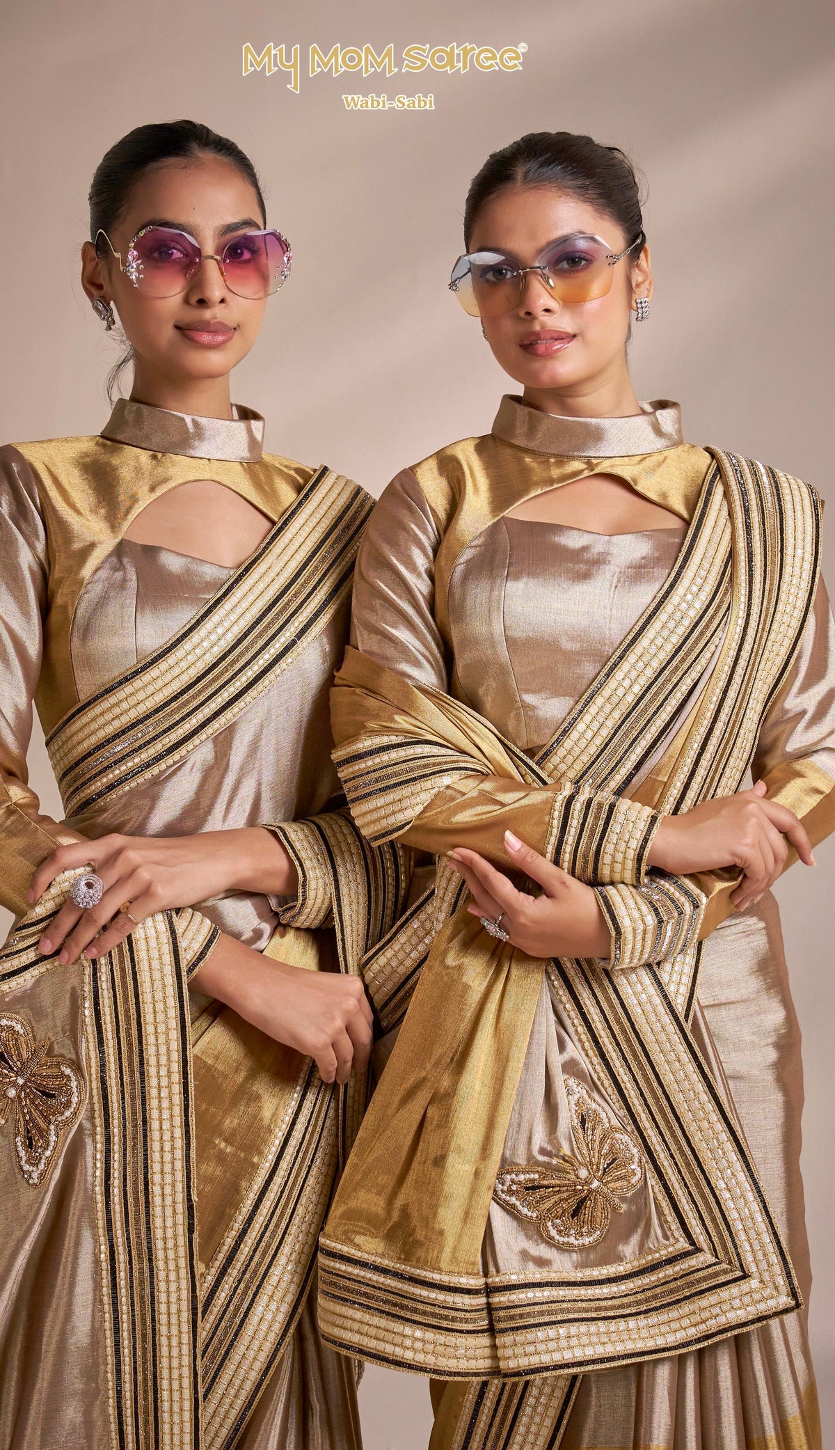 Golden Butterfly Saree