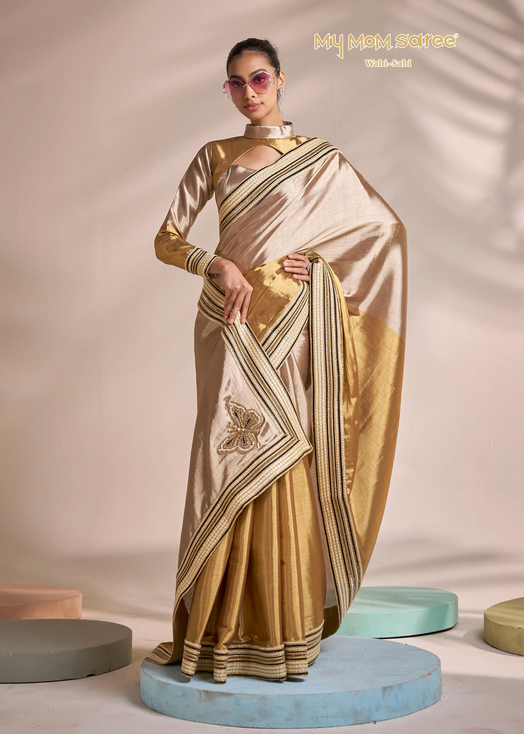 Golden Butterfly Saree