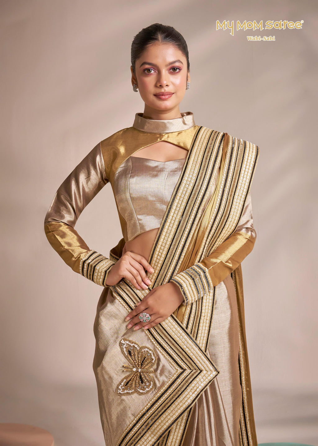 Golden Butterfly Saree