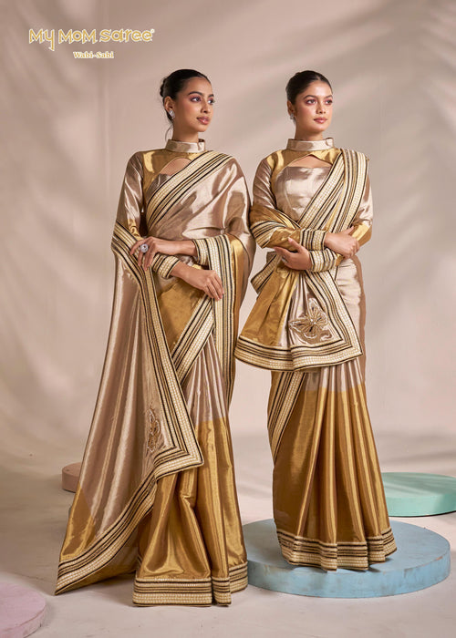 Golden Butterfly Saree